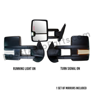 boost auto parts tow towing mirrors mirror chevy gm gmc silverado sierra 1500 2500hd duramax black chrome smoked amber paint to match white boost auto parts boostautoparts.com