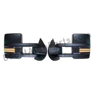 boost auto parts tow towing mirrors mirror chevy gm gmc silverado sierra 1500 2500hd duramax black chrome smoked amber paint to match white boost auto parts boostautoparts.com