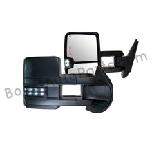 Load image into Gallery viewer, boost auto parts tow towing mirrors mirror chevy gm gmc silverado sierra 1500 2500hd duramax black chrome smoked amber paint to match white boost auto parts boostautoparts.com