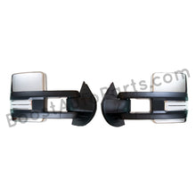 Load image into Gallery viewer, boost auto parts tow towing mirrors mirror chevy gm gmc silverado sierra 1500 2500hd duramax black chrome smoked amber paint to match white boost auto parts boostautoparts.com