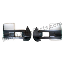 Load image into Gallery viewer, boost auto parts tow towing mirrors mirror chevy gm gmc silverado sierra 1500 2500hd duramax black chrome smoked amber paint to match white boost auto parts boostautoparts.com