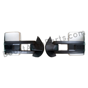 boost auto parts tow towing mirrors mirror chevy gm gmc silverado sierra 1500 2500hd duramax black chrome smoked amber paint to match white boost auto parts boostautoparts.com