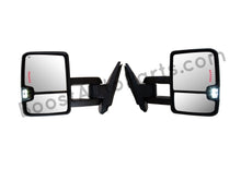 Load image into Gallery viewer, boost auto parts tow towing mirrors mirror chevy gm gmc silverado sierra 1500 2500hd duramax black chrome smoked amber paint to match white boost auto parts boostautoparts.com