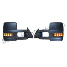 Load image into Gallery viewer, boost auto parts tow towing mirrors mirror chevy gm gmc silverado sierra 1500 2500hd duramax black chrome smoked amber paint to match white boost auto parts boostautoparts.com 1988 1989 1990 1991 1992 1993 1994 1995 1996 1997 1998