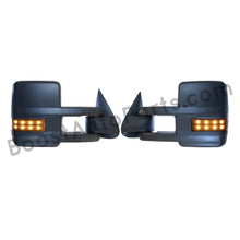 Load image into Gallery viewer, boost auto parts tow towing mirrors mirror chevy gm gmc silverado sierra 1500 2500hd duramax black chrome smoked amber paint to match white boost auto parts boostautoparts.com 1999 2000 2001 2002