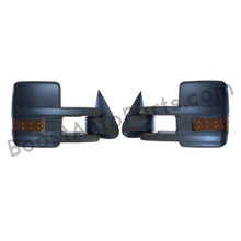 Load image into Gallery viewer, boost auto parts tow towing mirrors mirror chevy gm gmc silverado sierra 1500 2500hd duramax black chrome smoked amber paint to match white boost auto parts boostautoparts.com 1999 2000 2001 2002