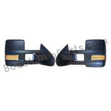 Load image into Gallery viewer, boost auto parts tow towing mirrors mirror chevy gm gmc silverado sierra 1500 2500hd duramax black chrome smoked amber paint to match white boost auto parts boostautoparts.com 2014