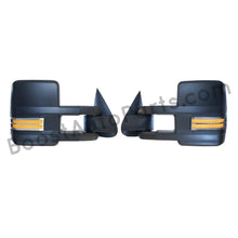 Load image into Gallery viewer, boost auto parts tow towing mirrors mirror chevy gm gmc silverado sierra 1500 2500hd duramax black chrome smoked amber paint to match white boost auto parts boostautoparts.com 1999 2000 2001 2002