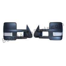 Load image into Gallery viewer, boost auto parts tow towing mirrors mirror chevy gm gmc silverado sierra 1500 2500hd duramax black chrome smoked amber paint to match white boost auto parts boostautoparts.com 1999 2000 2001 2002