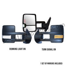 Load image into Gallery viewer, boost auto parts tow towing mirrors mirror chevy gm gmc silverado sierra 1500 2500hd duramax black chrome smoked amber paint to match white boost auto parts boostautoparts.com