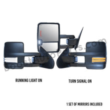 Load image into Gallery viewer, boost auto parts tow towing mirrors mirror chevy gm gmc silverado sierra 1500 2500hd duramax black chrome smoked amber paint to match white boost auto parts boostautoparts.com 2014