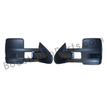 Load image into Gallery viewer, boost auto parts tow towing mirrors mirror chevy gm gmc silverado sierra 1500 2500hd duramax black chrome smoked amber paint to match white boost auto parts boostautoparts.com 2014