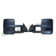 Load image into Gallery viewer, boost auto parts tow towing mirrors mirror chevy gm gmc silverado sierra 1500 2500hd duramax black chrome smoked amber paint to match white boost auto parts boostautoparts.com 1988 1989 1990 1991 1992 1993 1994 1995 1996 1997 1998