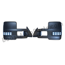 Load image into Gallery viewer, boost auto parts tow towing mirrors mirror chevy gm gmc silverado sierra 1500 2500hd duramax black chrome smoked amber paint to match white boost auto parts boostautoparts.com 1988 1989 1990 1991 1992 1993 1994 1995 1996 1997 1998