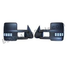 Load image into Gallery viewer, boost auto parts tow towing mirrors mirror chevy gm gmc silverado sierra 1500 2500hd duramax black chrome smoked amber paint to match white boost auto parts boostautoparts.com 1999 2000 2001 2002