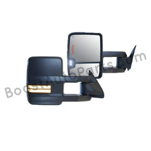 Load image into Gallery viewer, boost auto parts tow towing mirrors mirror chevy gm gmc silverado sierra 1500 2500hd duramax black chrome smoked amber paint to match white boost auto parts boostautoparts.com 1988 1989 1990 1991 1992 1993 1994 1995 1996 1997 1998