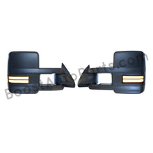 Load image into Gallery viewer, boost auto parts tow towing mirrors mirror chevy gm gmc silverado sierra 1500 2500hd duramax black chrome smoked amber paint to match white boost auto parts boostautoparts.com 1988 1989 1990 1991 1992 1993 1994 1995 1996 1997 1998