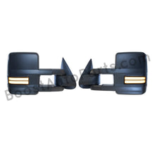 Load image into Gallery viewer, boost auto parts tow towing mirrors mirror chevy gm gmc silverado sierra 1500 2500hd duramax black chrome smoked amber paint to match white boost auto parts boostautoparts.com 1999 2000 2001 2002