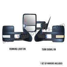 Load image into Gallery viewer, boost auto parts tow towing mirrors mirror chevy gm gmc silverado sierra 1500 2500hd duramax black chrome smoked amber paint to match white boost auto parts boostautoparts.com 2014