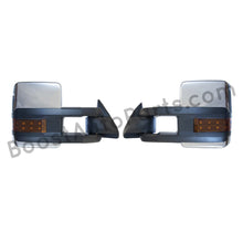 Load image into Gallery viewer, boost auto parts tow towing mirrors mirror chevy gm gmc silverado sierra 1500 2500hd duramax black chrome smoked amber paint to match white boost auto parts boostautoparts.com 1988 1989 1990 1991 1992 1993 1994 1995 1996 1997 1998