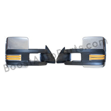 Load image into Gallery viewer, boost auto parts tow towing mirrors mirror chevy gm gmc silverado sierra 1500 2500hd duramax black chrome smoked amber paint to match white boost auto parts boostautoparts.com 1988 1989 1990 1991 1992 1993 1994 1995 1996 1997 1998