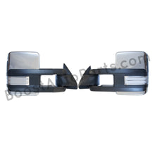 Load image into Gallery viewer, boost auto parts tow towing mirrors mirror chevy gm gmc silverado sierra 1500 2500hd duramax black chrome smoked amber paint to match white boost auto parts boostautoparts.com 1988 1989 1990 1991 1992 1993 1994 1995 1996 1997 1998