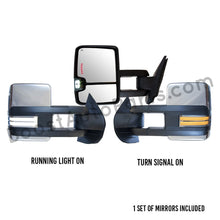 Load image into Gallery viewer, boost auto parts tow towing mirrors mirror chevy gm gmc silverado sierra 1500 2500hd duramax black chrome smoked amber paint to match white boost auto parts boostautoparts.com