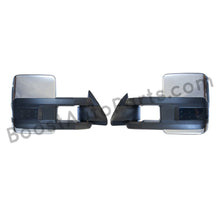 Load image into Gallery viewer, boost auto parts tow towing mirrors mirror chevy gm gmc silverado sierra 1500 2500hd duramax black chrome smoked amber paint to match white boost auto parts boostautoparts.com 1988 1989 1990 1991 1992 1993 1994 1995 1996 1997 1998