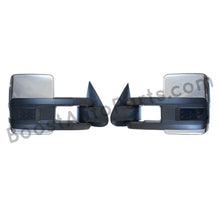 Load image into Gallery viewer, boost auto parts tow towing mirrors mirror chevy gm gmc silverado sierra 1500 2500hd duramax black chrome smoked amber paint to match white boost auto parts boostautoparts.com 1999 2000 2001 2002