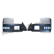 Load image into Gallery viewer, boost auto parts tow towing mirrors mirror chevy gm gmc silverado sierra 1500 2500hd duramax black chrome smoked amber paint to match white boost auto parts boostautoparts.com 1988 1989 1990 1991 1992 1993 1994 1995 1996 1997 1998