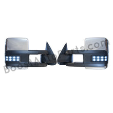 Load image into Gallery viewer, boost auto parts tow towing mirrors mirror chevy gm gmc silverado sierra 1500 2500hd duramax black chrome smoked amber paint to match white boost auto parts boostautoparts.com 1999 2000 2001 2002