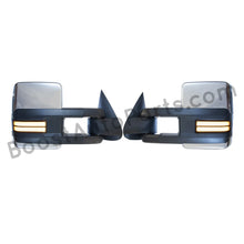 Load image into Gallery viewer, boost auto parts tow towing mirrors mirror chevy gm gmc silverado sierra 1500 2500hd duramax black chrome smoked amber paint to match white boost auto parts boostautoparts.com 1999 2000 2001 2002