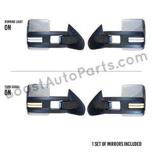 boost auto parts tow towing mirrors mirror chevy gm gmc silverado sierra 1500 2500hd duramax black chrome smoked amber paint to match white boost auto parts boostautoparts.com 2014