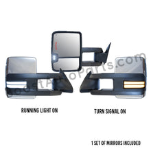 Load image into Gallery viewer, boost auto parts tow towing mirrors mirror chevy gm gmc silverado sierra 1500 2500hd duramax black chrome smoked amber paint to match white boost auto parts boostautoparts.com 1988 1989 1990 1991 1992 1993 1994 1995 1996 1997 1998