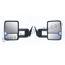 Load image into Gallery viewer, boost auto parts tow towing mirrors mirror chevy gm gmc silverado sierra 1500 2500hd duramax black chrome smoked amber paint to match white boost auto parts boostautoparts.com 1988 1989 1990 1991 1992 1993 1994 1995 1996 1997 1998