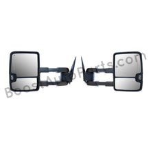 Load image into Gallery viewer, boost auto parts tow towing mirrors mirror chevy gm gmc silverado sierra 1500 2500hd duramax black chrome smoked amber paint to match white boost auto parts boostautoparts.com 1999 2000 2001 2002