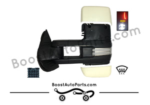 diesel compatible rpo k40 ambient air sensor boost auto parts tow towing mirrors mirror chevy gm gmc silverado sierra 1500 2500hd duramax black chrome smoked amber paint to match white boost auto parts boostautoparts.com dpn dqs