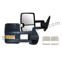 Load image into Gallery viewer, boost auto parts tow towing mirrors mirror chevy gm gmc silverado sierra 1500 2500hd duramax black chrome smoked amber paint to match white boost auto parts boostautoparts.com