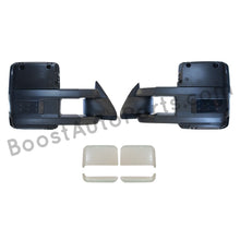 Load image into Gallery viewer, boost auto parts tow towing mirrors mirror chevy gm gmc silverado sierra 1500 2500hd duramax black chrome smoked amber paint to match white boost auto parts boostautoparts.com 1988 1989 1990 1991 1992 1993 1994 1995 1996 1997 1998