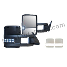 Load image into Gallery viewer, boost auto parts tow towing mirrors mirror chevy gm gmc silverado sierra 1500 2500hd duramax black chrome smoked amber paint to match white boost auto parts boostautoparts.com 1988 1989 1990 1991 1992 1993 1994 1995 1996 1997 1998